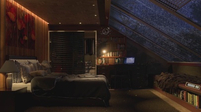 暴雨夜舒适卧室学习环境