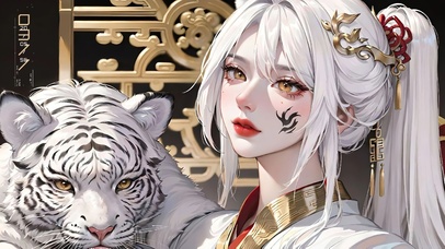 唯美白发马尾少女