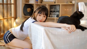 互动粒子窗前少女