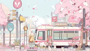 樱花列车  壁纸