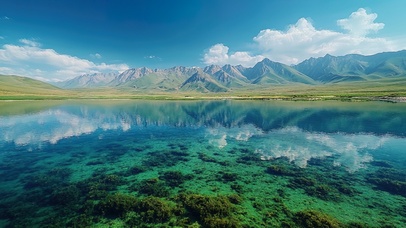 天山下的清澈湖泊