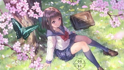 樱花树下的美少女