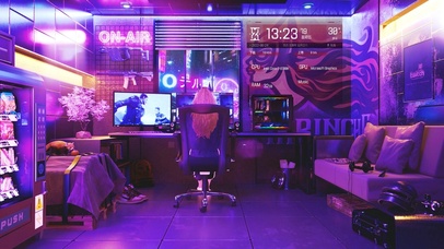 霓虹赛博朋克房间