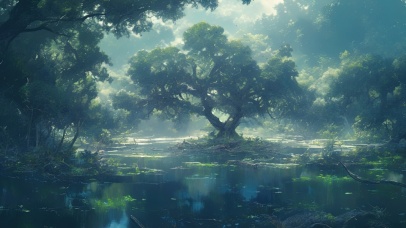 静谧红树林沼泽