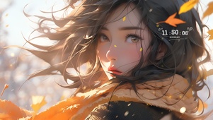 秋风中的女孩