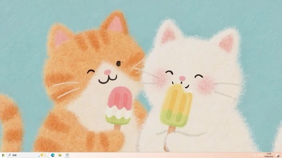 萌宠猫咪吃雪条桌面主题