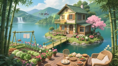 湖中樱花小屋