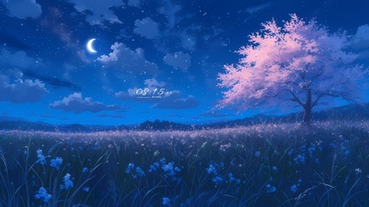 4K唯美治愈夜晚田野樱花