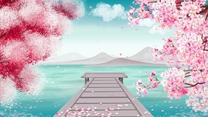 唯美治愈壁纸-樱花桥