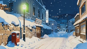 宁静雪夜小镇