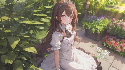 唯美植物园后院少女