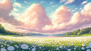 草原上的云彩花海