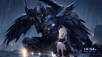雨中守护少女的铁甲鹰