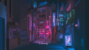 赛博朋克夜晚街道