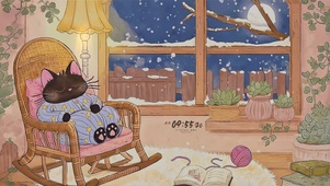 温暖屋内摇椅上小憩的猫咪