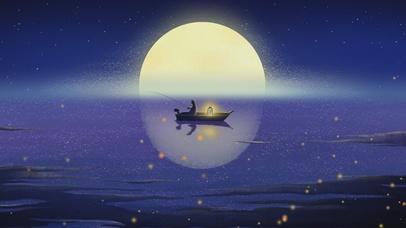 月夜小舟垂钓