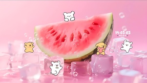 线条狗吃西瓜