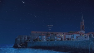 海边夜晚小镇