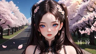 清纯可爱樱花小道少女