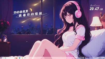 4K夜晚听歌的美女主题