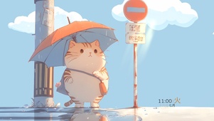 雨中可爱猫咪