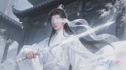 青锋三尺雪 白衣立寒霄