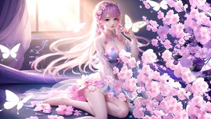 粉紫樱花古风少女