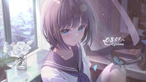 清纯窗边少女