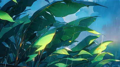 绿色护眼雨中森林