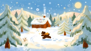 小熊雪地里奔跑