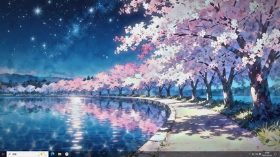 星夜樱湖-桌面主题