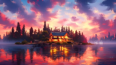 唯美火烧云小屋