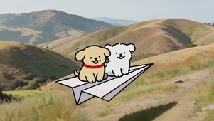 可爱纸飞机线条小狗