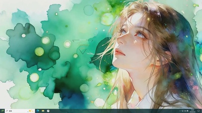 水墨彩绘少女