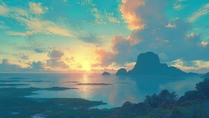 唯美落日海岛海景