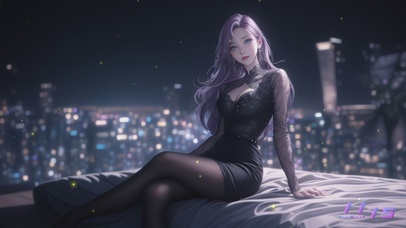 她的头发如黑夜中的流云