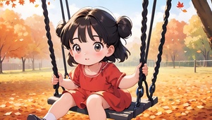 荡秋千的小女孩