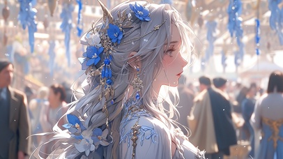 蓝色礼服唯美公主