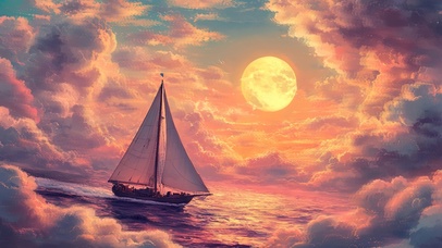 唯美落日下的乘风破浪