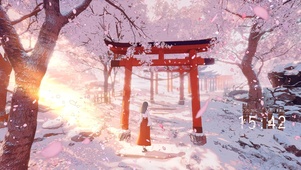 唯美日式插画樱吹雪