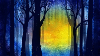 神秘静谧唯美壁纸-森林篝火