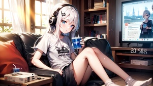 耳机可爱少女