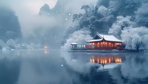 4k冬天湖面