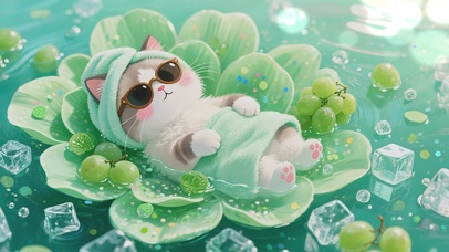 休闲阳光浴小猫