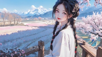 赏樱花的少女