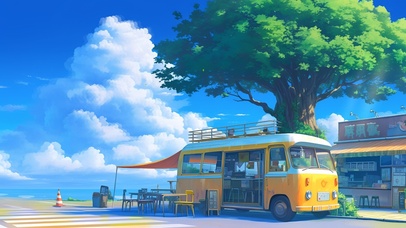 树下的商店小车