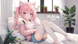 动漫粉发猫耳萝莉
