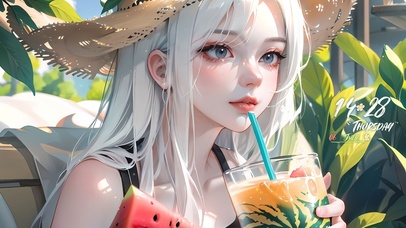 夏日清纯草帽少女