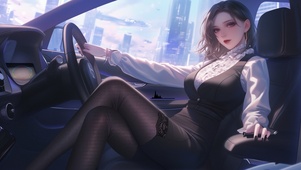 车内高冷气质美女
