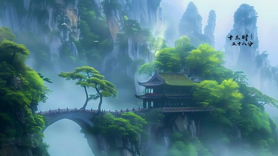 山林葱葱茂密深